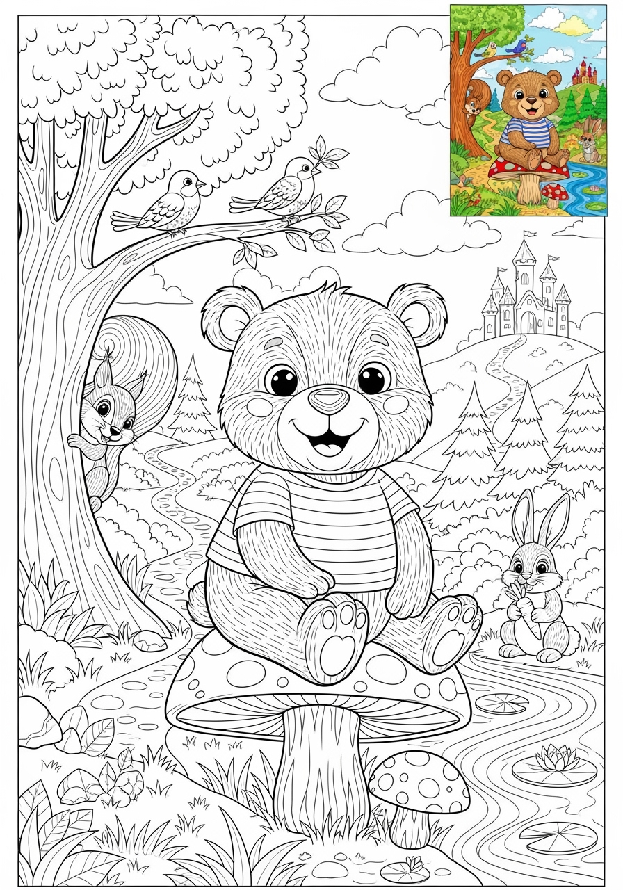 advanced animals Mammals (Common) bear kids coloring page 0