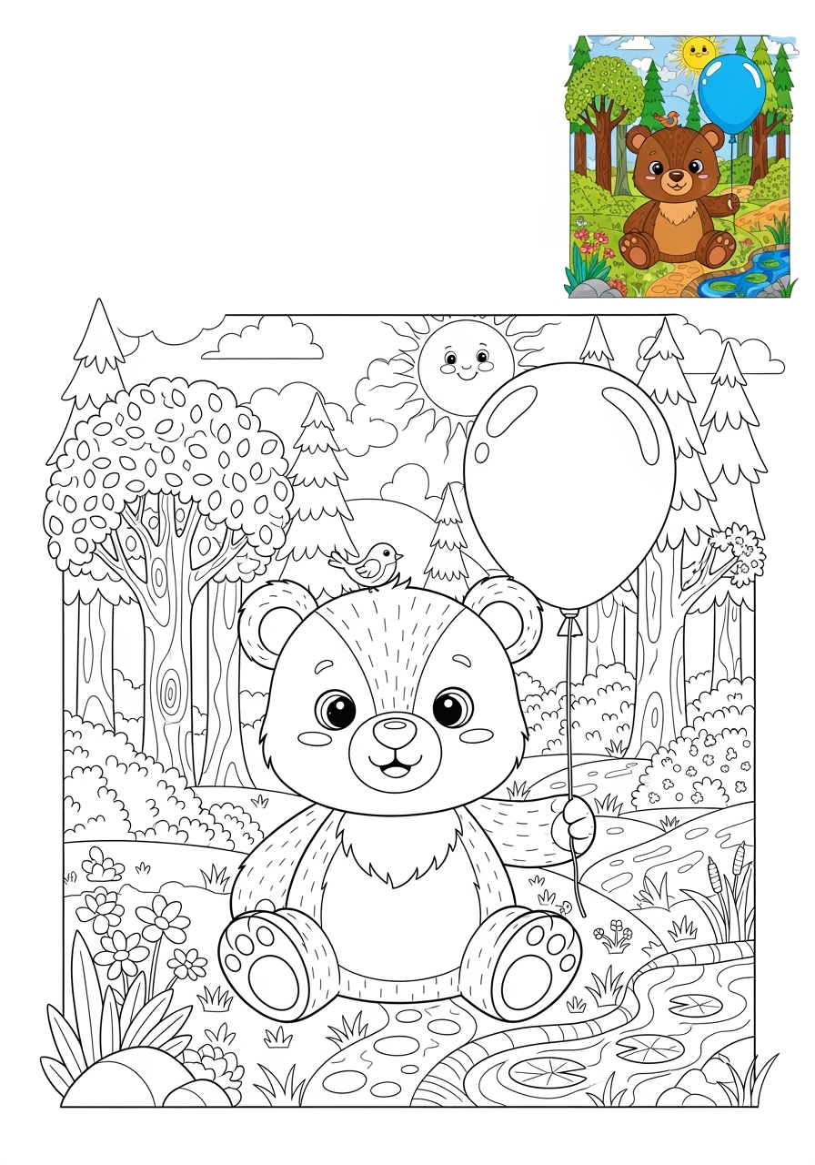 advanced animals Mammals (Common) bear kids coloring page 1