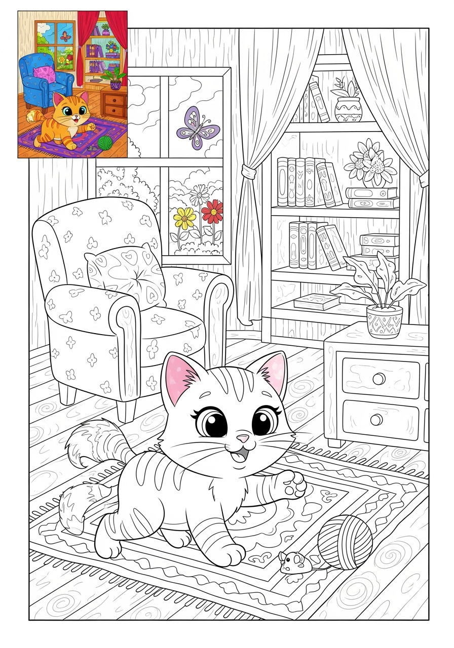 advanced animals Mammals (Common) cat kids coloring page 0