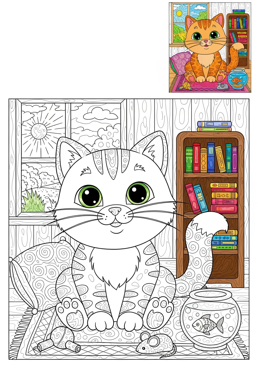 advanced animals Mammals (Common) cat kids coloring page 1