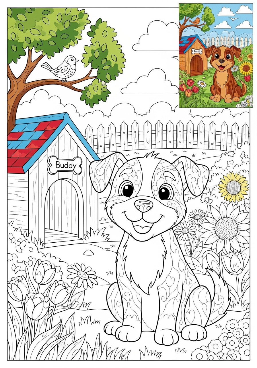 advanced animals Mammals (Common) dog kids coloring page 0