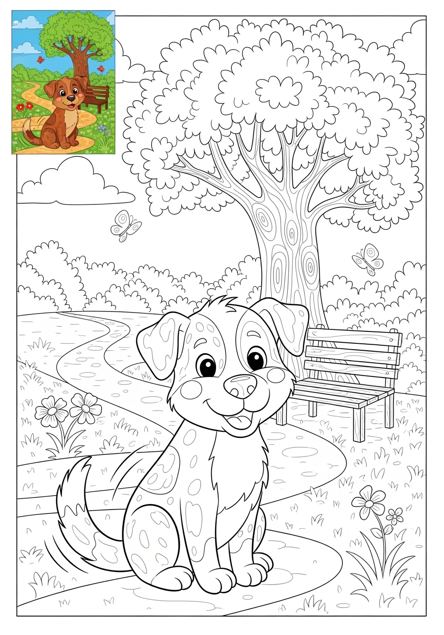 advanced animals Mammals (Common) dog kids coloring page 1