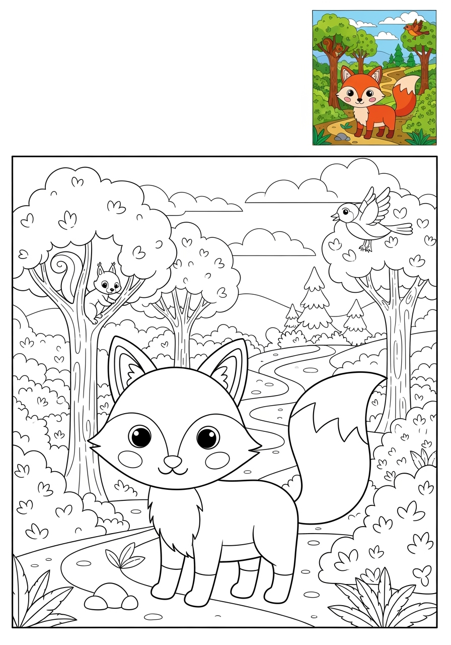 advanced animals Mammals (Common) fox kids coloring page 0