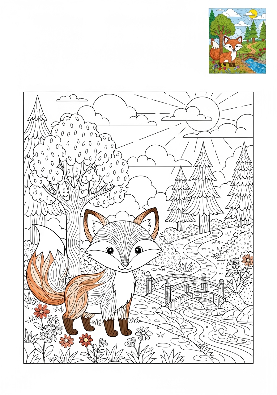 advanced animals Mammals (Common) fox kids coloring page 1
