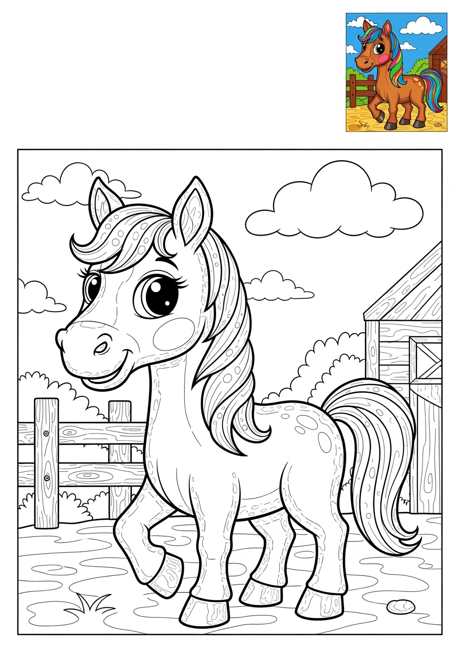 advanced animals Mammals (Common) horse kids coloring page 0