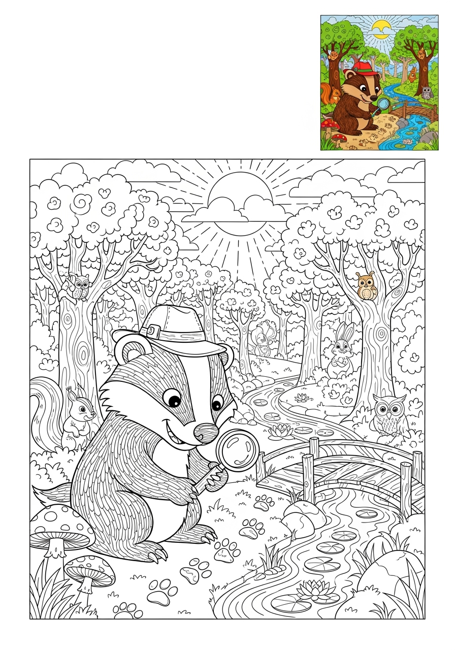 advanced animals Miscellaneous & Less Common badger kids coloring page 0