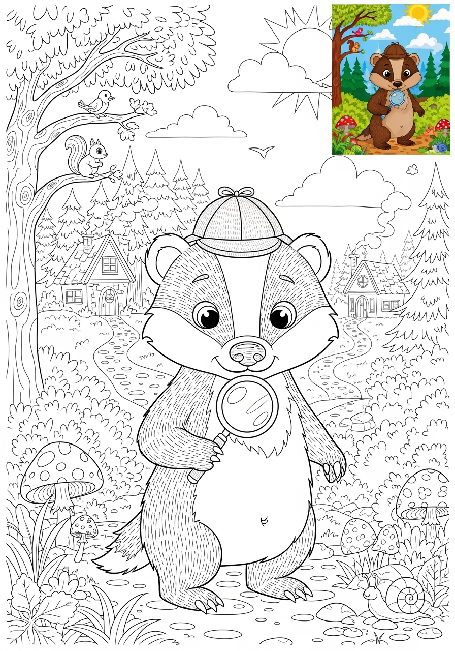 advanced animals Miscellaneous & Less Common badger kids coloring page 1