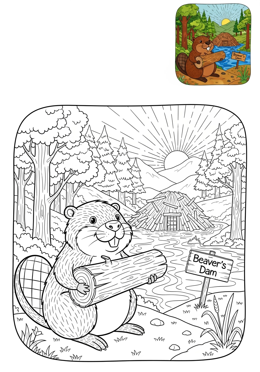 advanced animals Miscellaneous & Less Common beaver kids coloring page 0