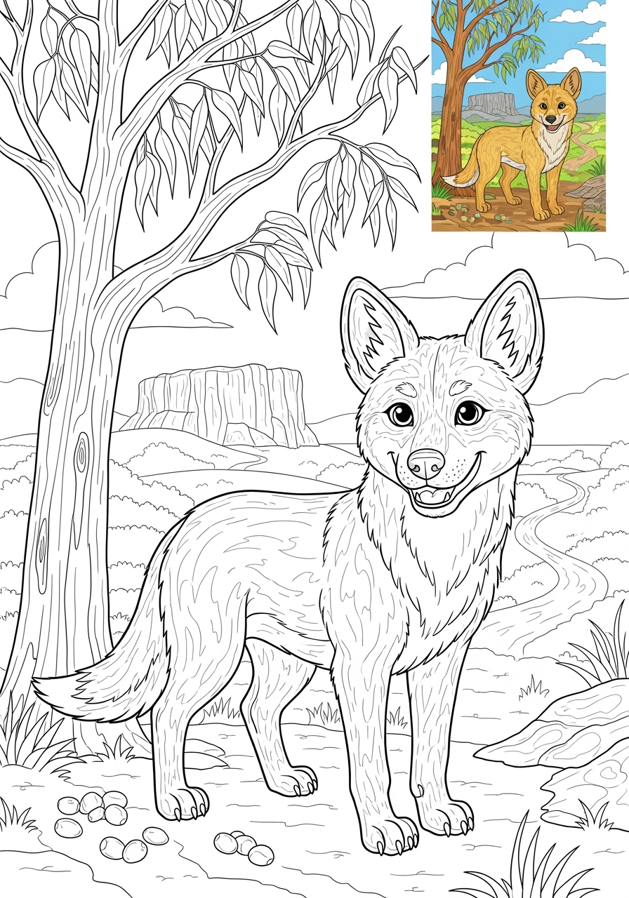 advanced animals Miscellaneous & Less Common dingo kids coloring page 0
