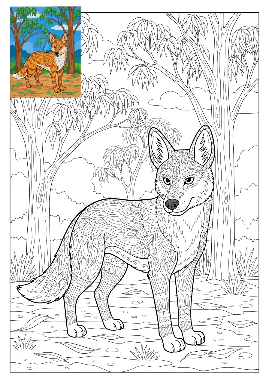 advanced animals Miscellaneous & Less Common dingo kids coloring page 1