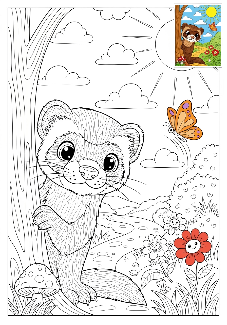 advanced animals Miscellaneous & Less Common ferret kids coloring page 0