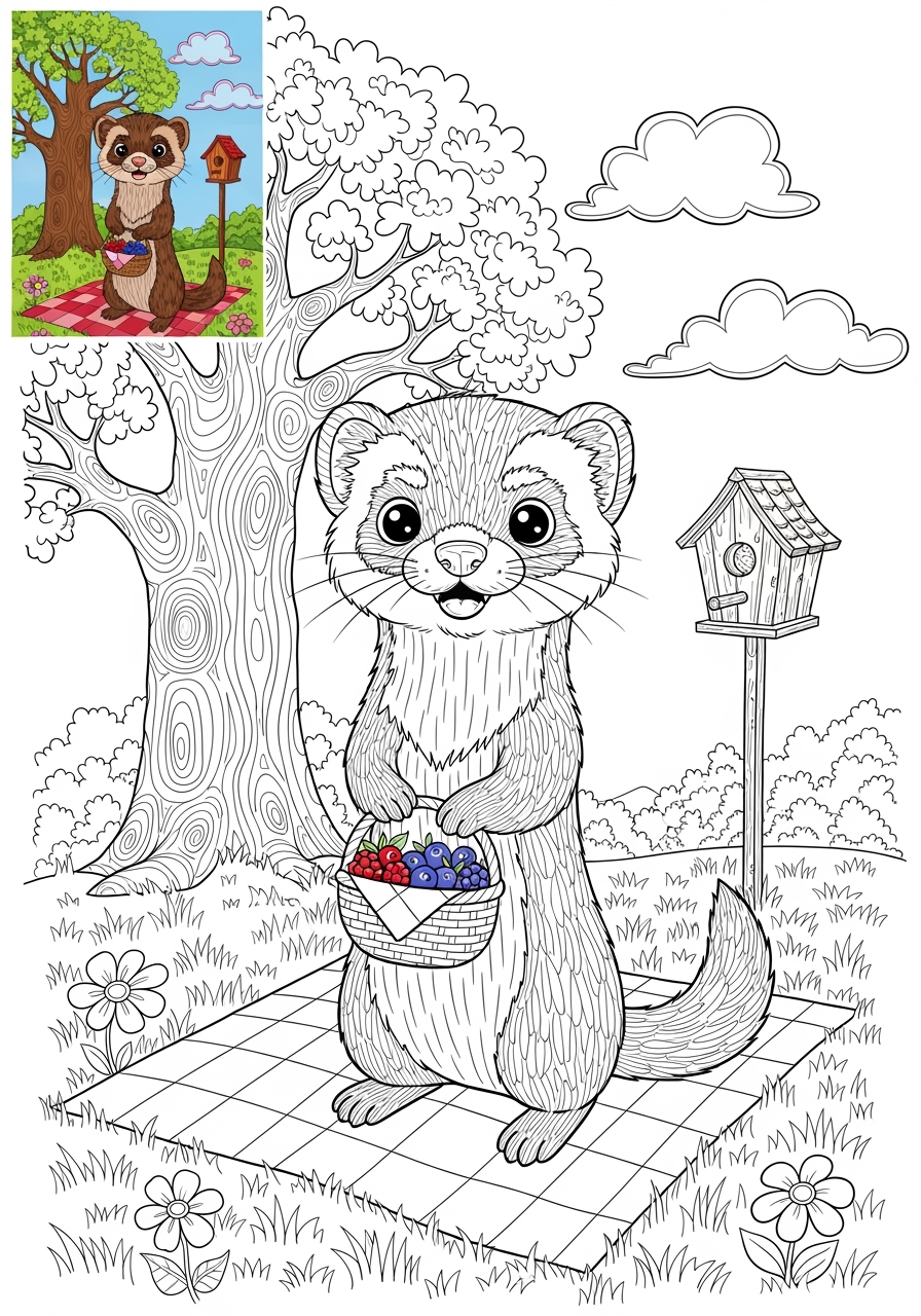advanced animals Miscellaneous & Less Common ferret kids coloring page 1
