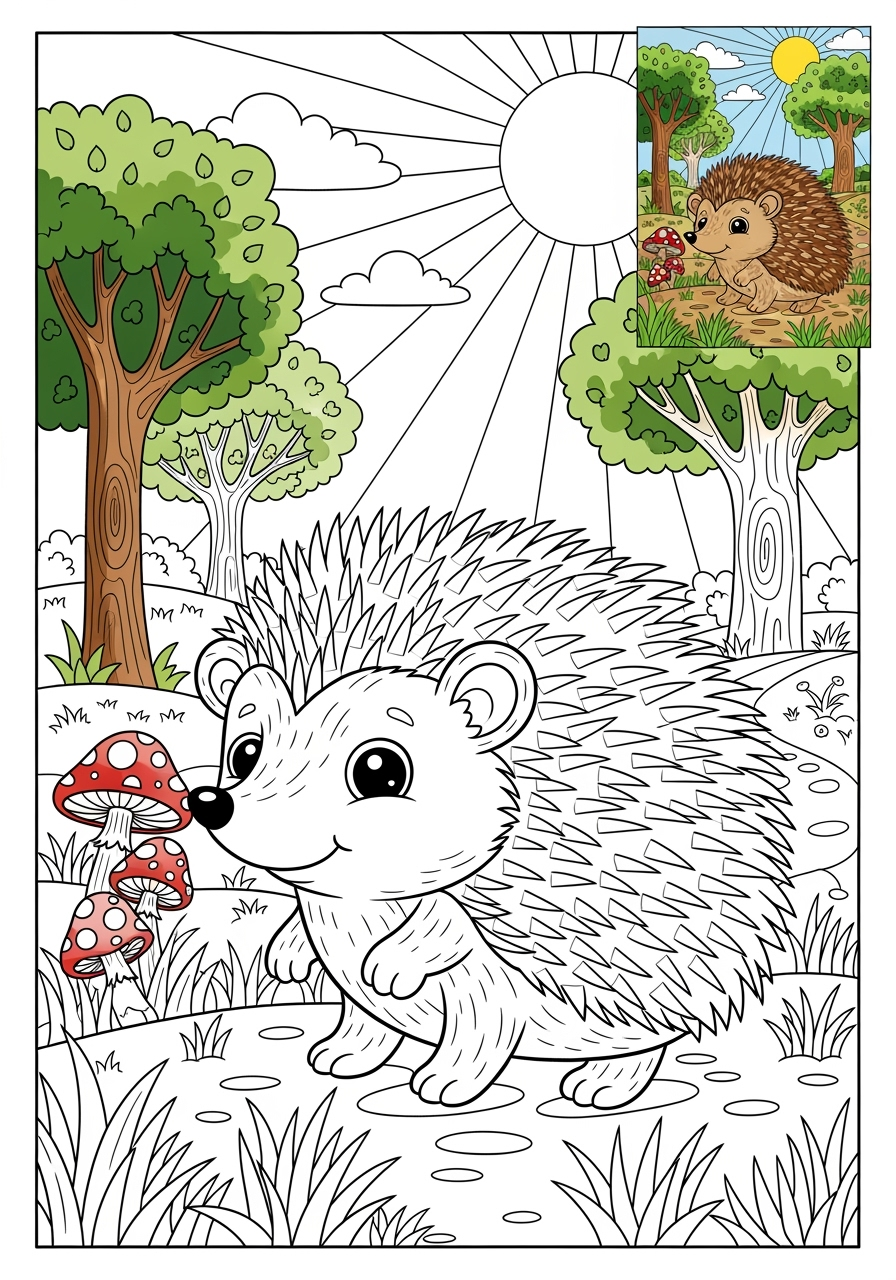 advanced animals Miscellaneous & Less Common hedgehog kids coloring page 0