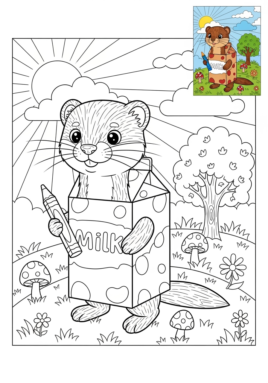 advanced animals Miscellaneous & Less Common mink kids coloring page 0