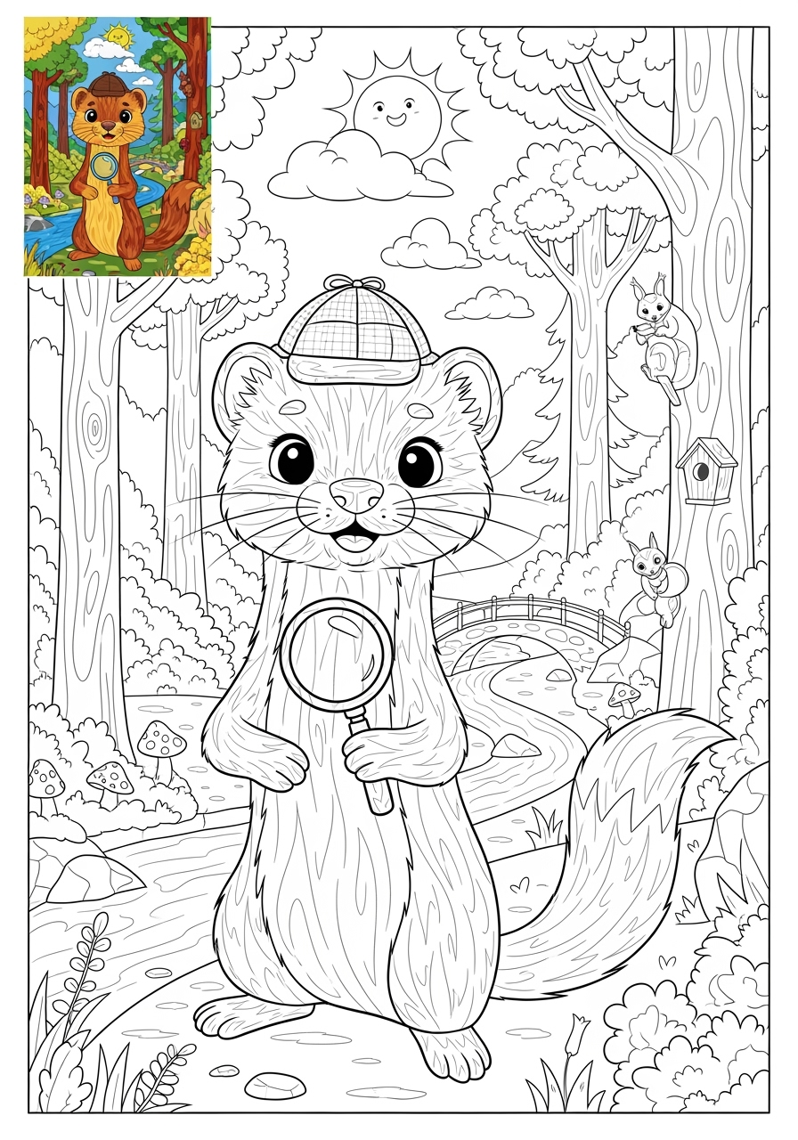 advanced animals Miscellaneous & Less Common mink kids coloring page 1