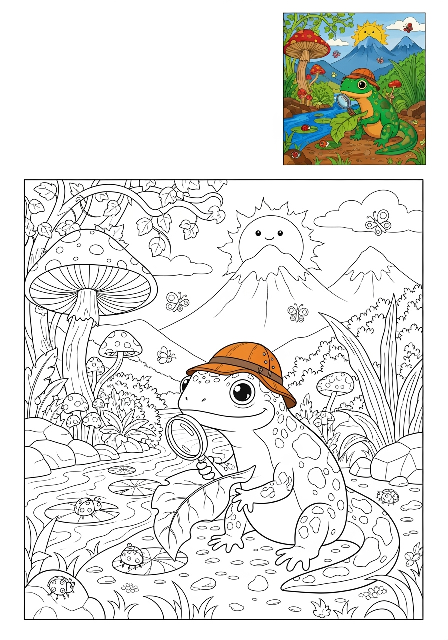 advanced animals Miscellaneous & Less Common newt kids coloring page 0
