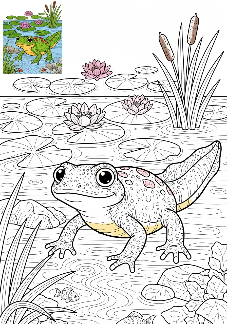 advanced animals Miscellaneous & Less Common newt kids coloring page 1