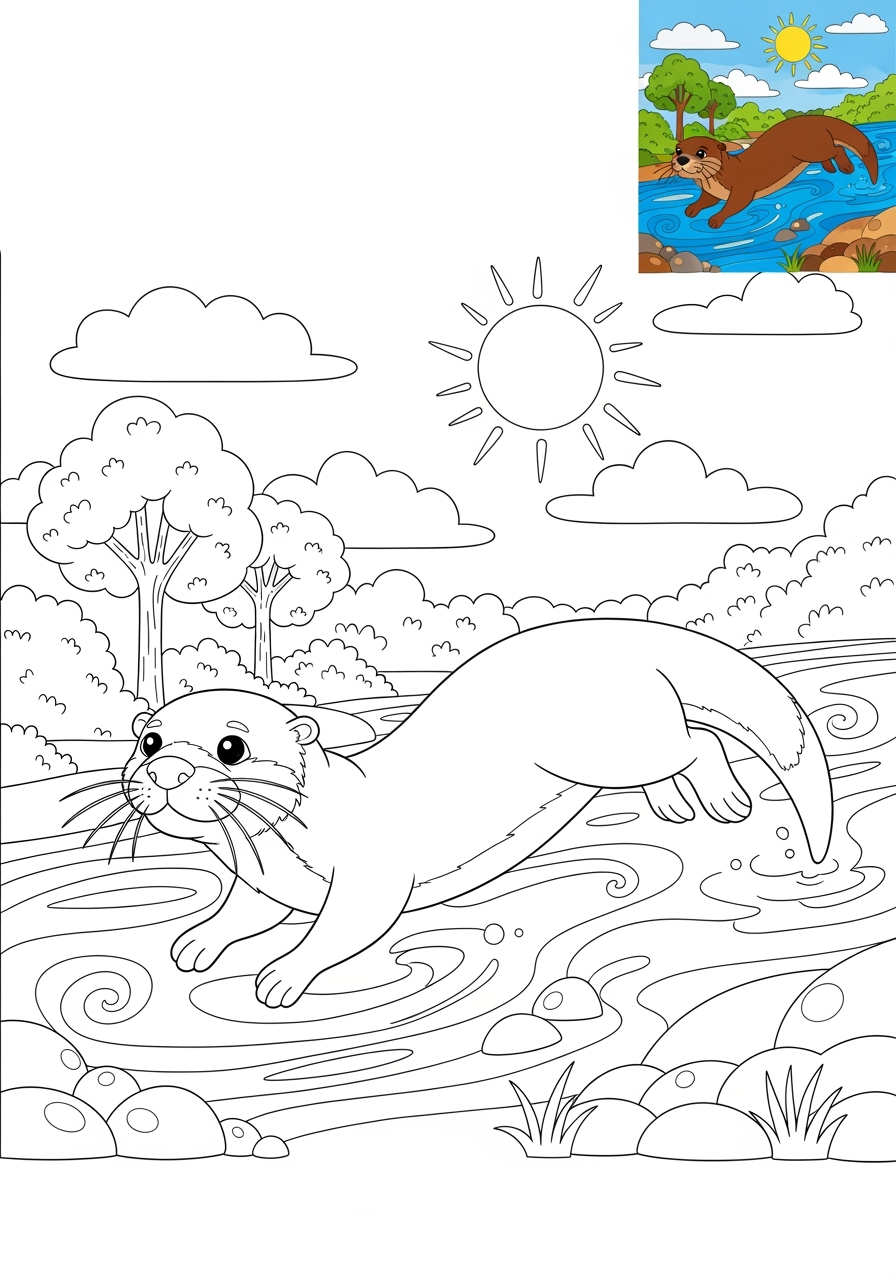 advanced animals Miscellaneous & Less Common otter kids coloring page 0
