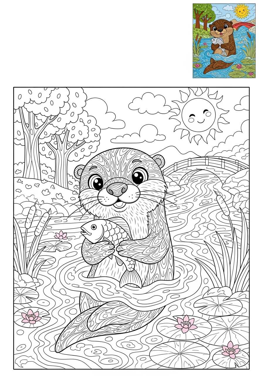 advanced animals Miscellaneous & Less Common otter kids coloring page 1
