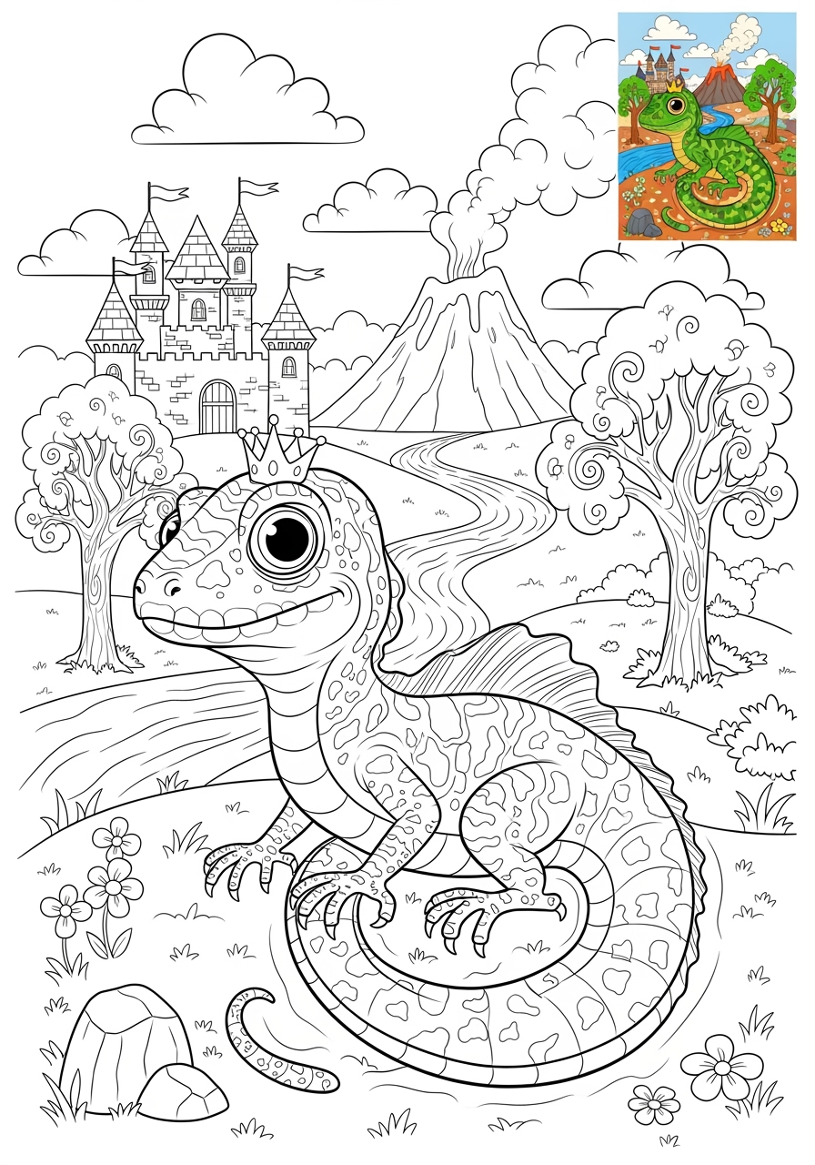 advanced animals Legendary Creature basilisk kids coloring page 0