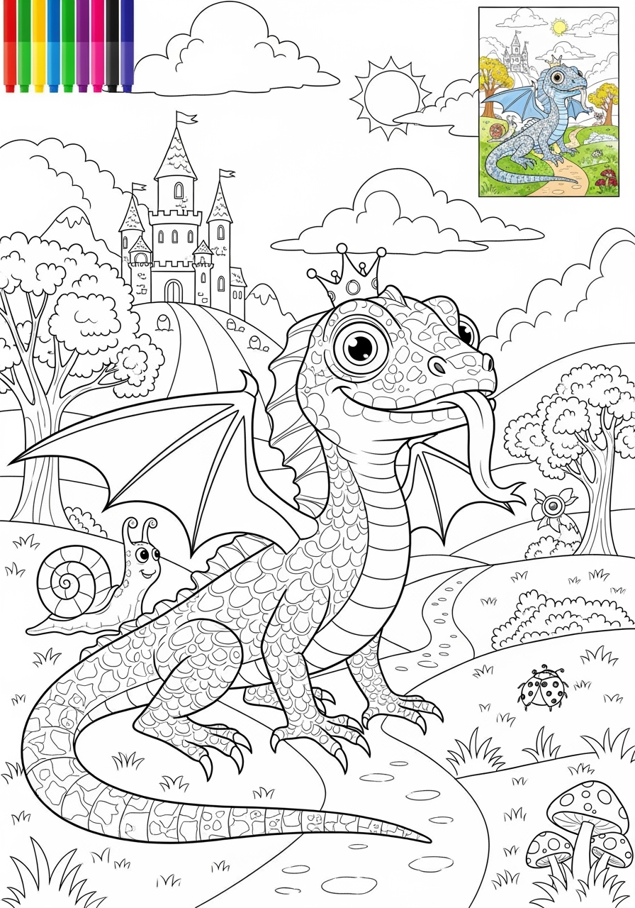 advanced animals Legendary Creature basilisk kids coloring page 1