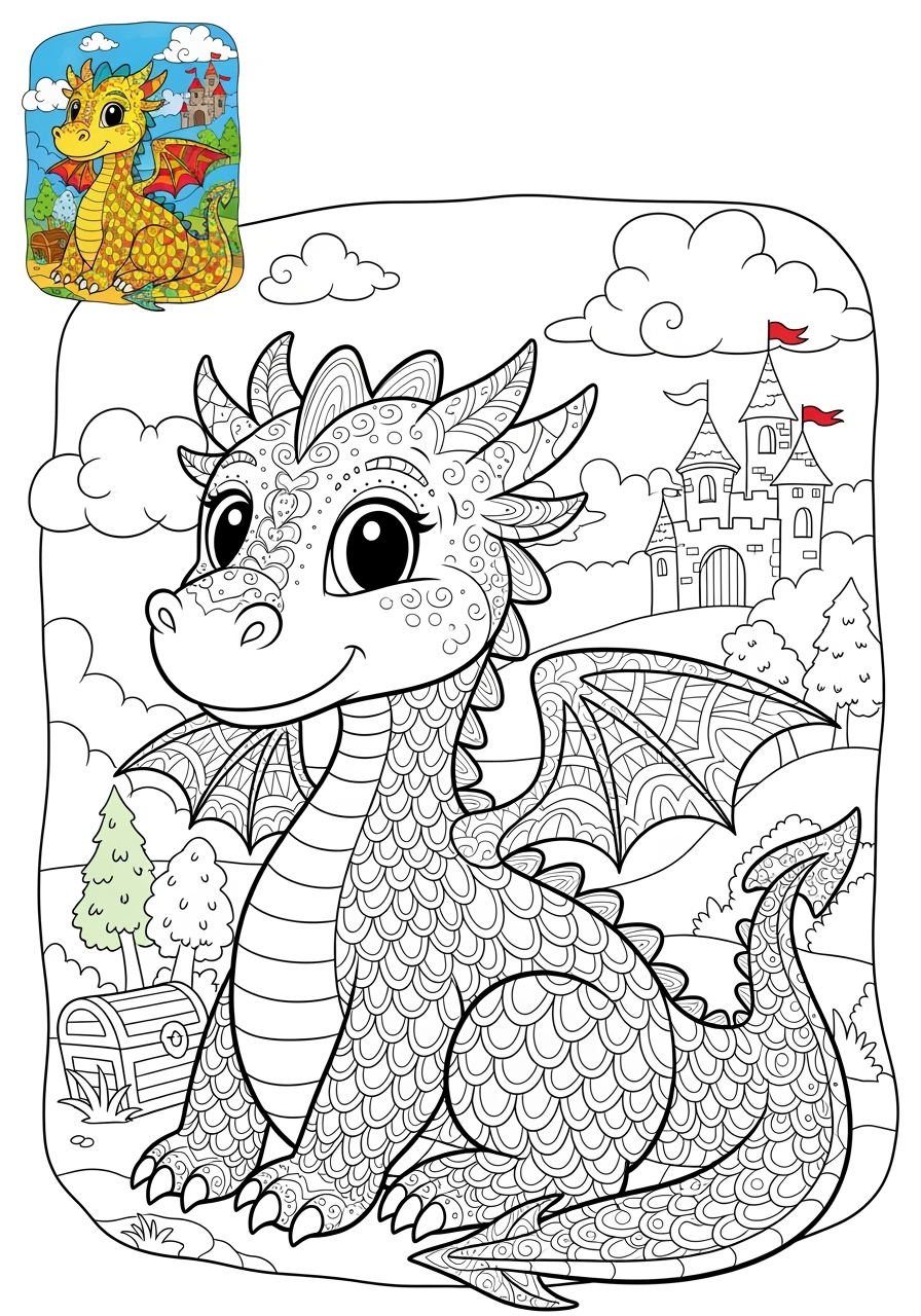 advanced animals Legendary Creature dragon kids coloring page 0