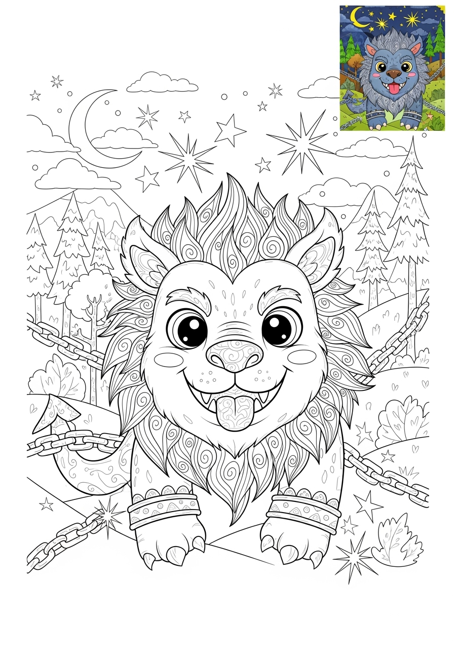 advanced animals Legendary Creature fenrir kids coloring page 0