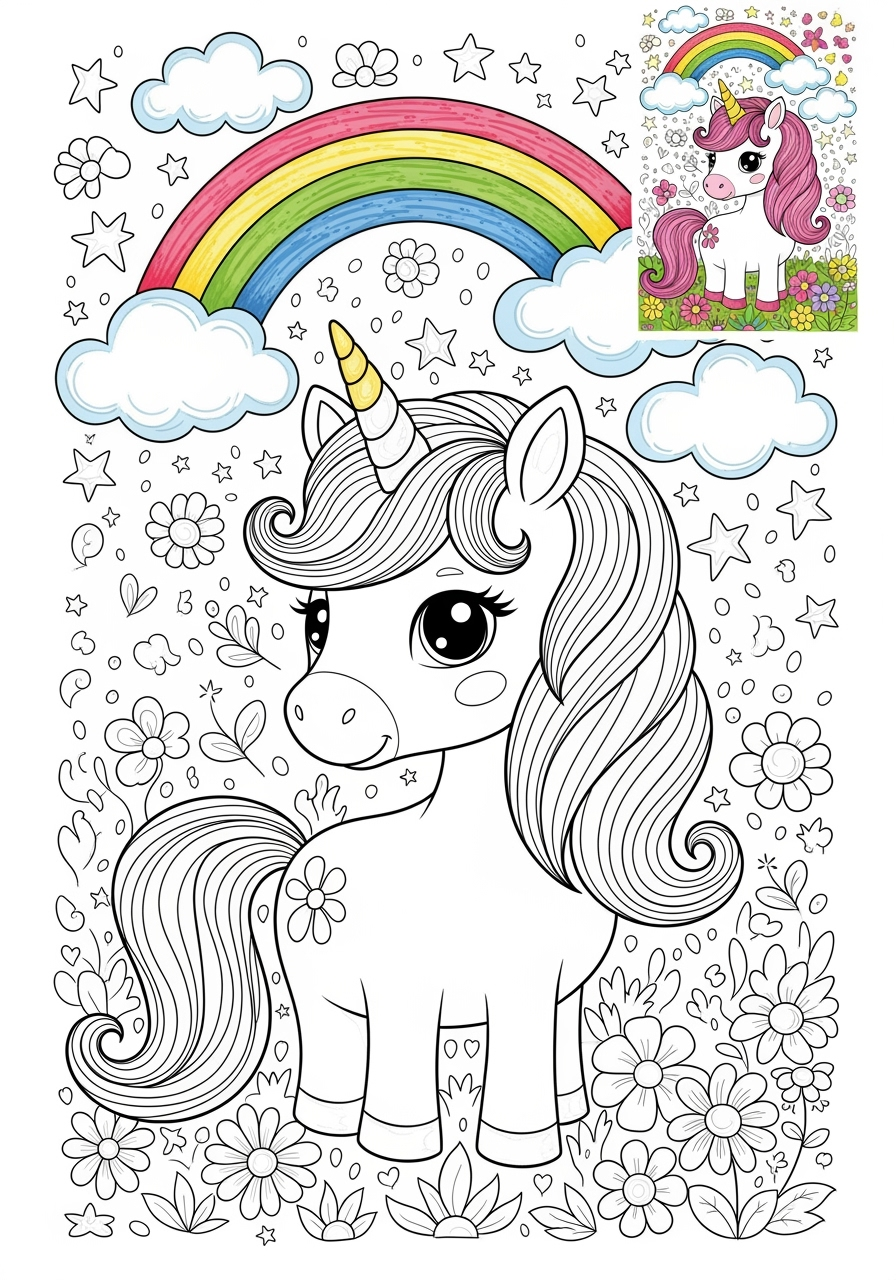 advanced animals Legendary Creature unicorn kids coloring page 0