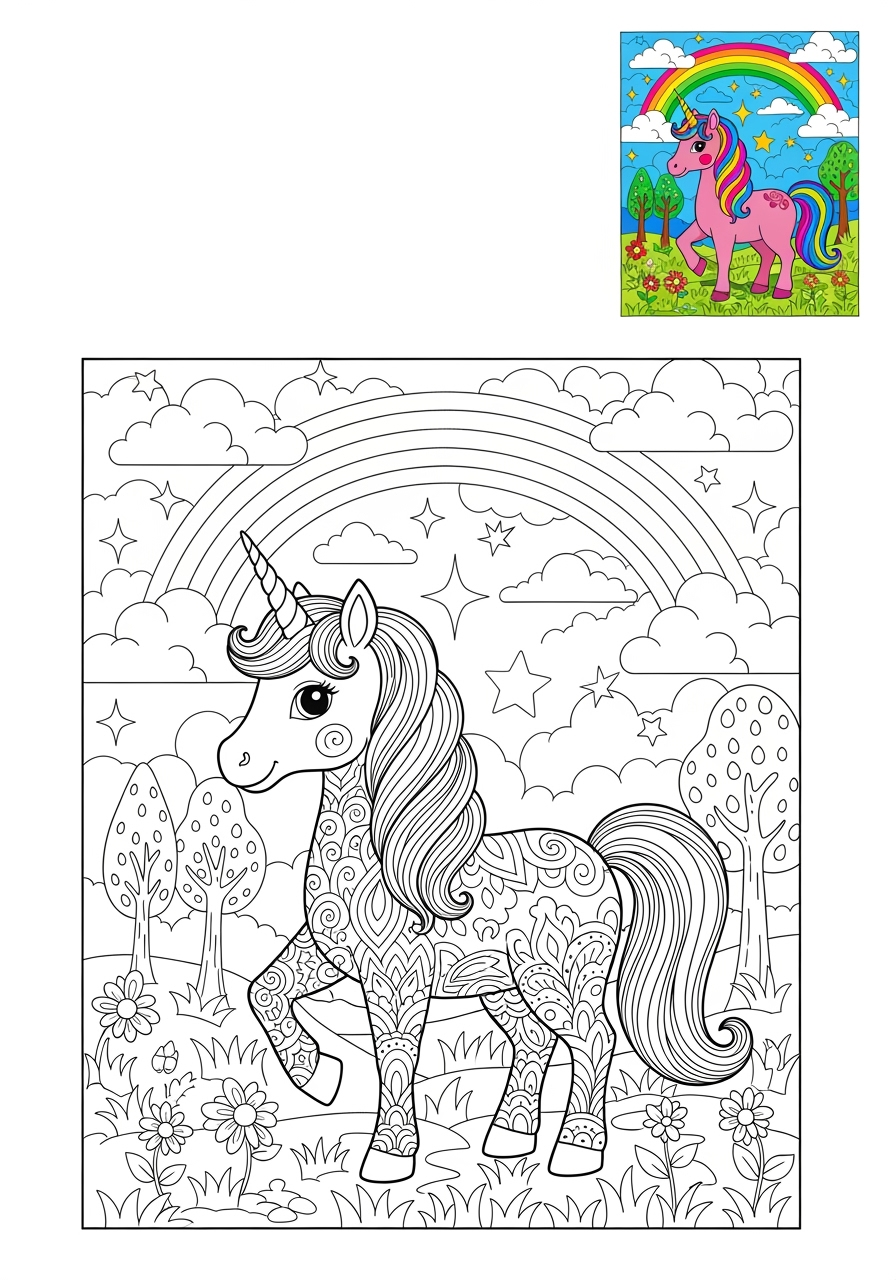 advanced animals Legendary Creature unicorn kids coloring page 1
