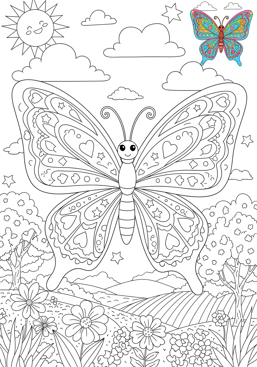 advanced animals Popular Animals for Kids butterfly kids coloring page 1