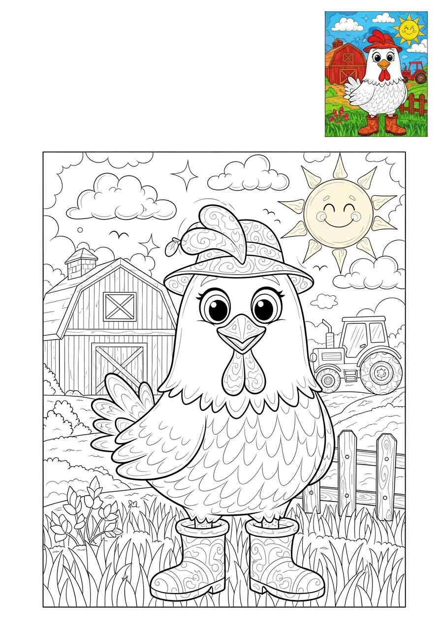 advanced animals Popular Animals for Kids chicken kids coloring page 1