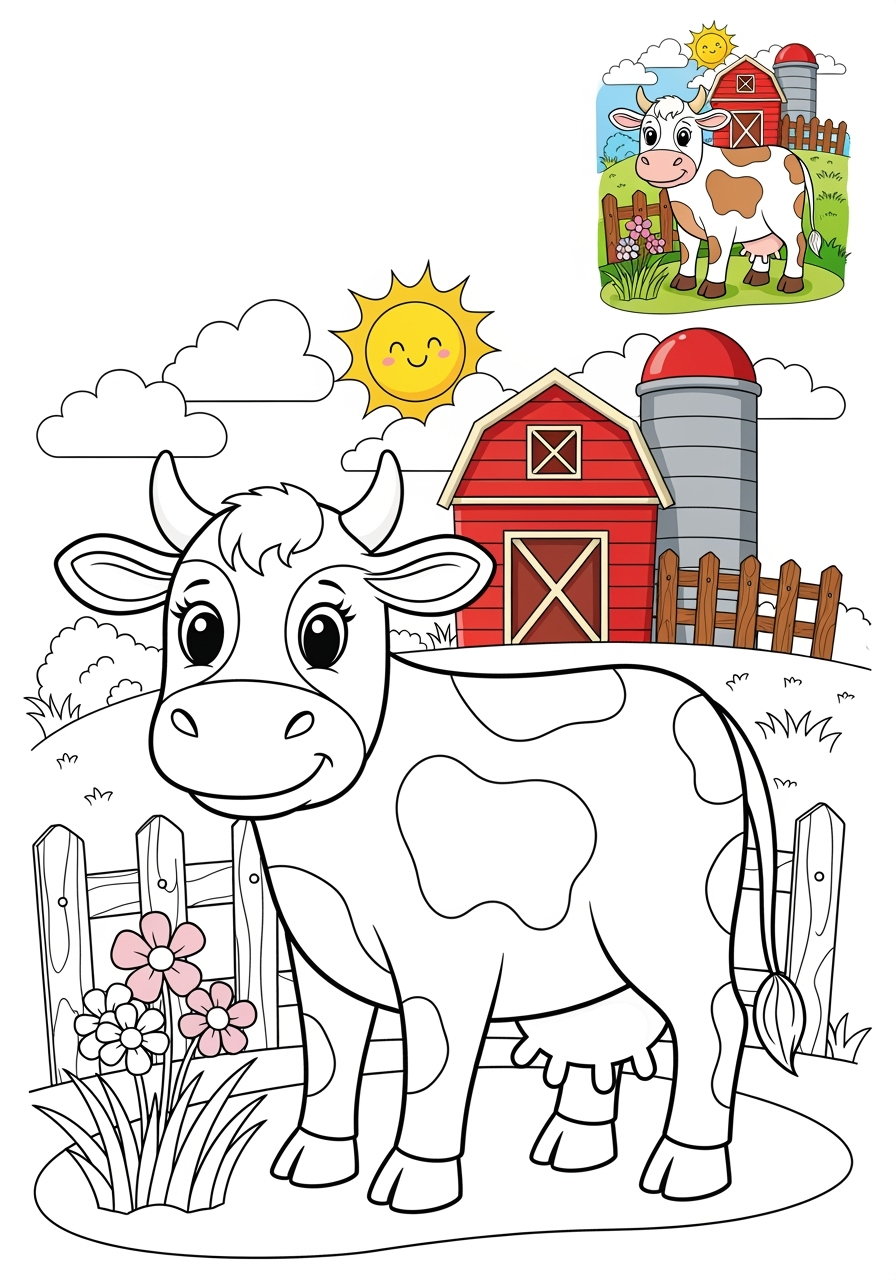 advanced animals Popular Animals for Kids cow kids coloring page 0
