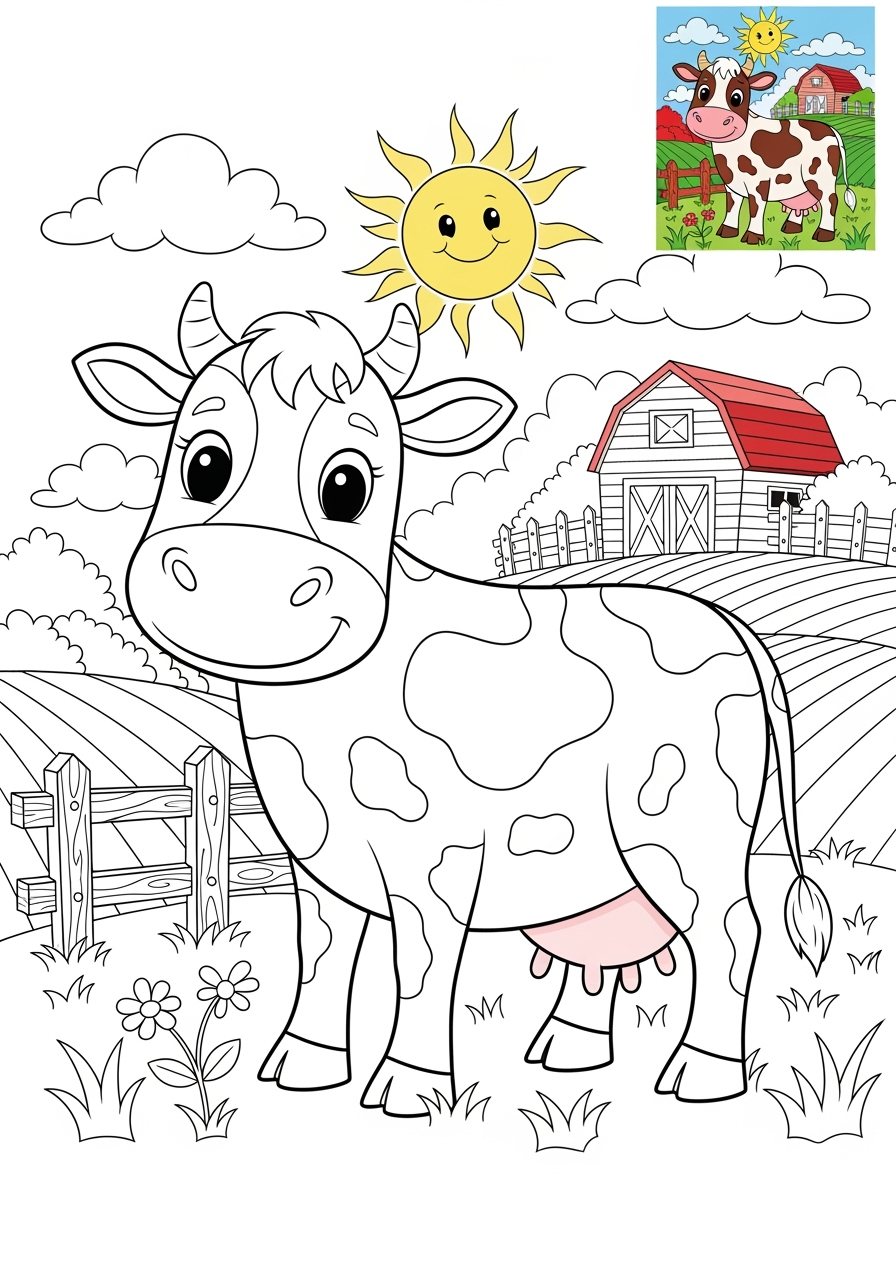 advanced animals Popular Animals for Kids cow kids coloring page 1