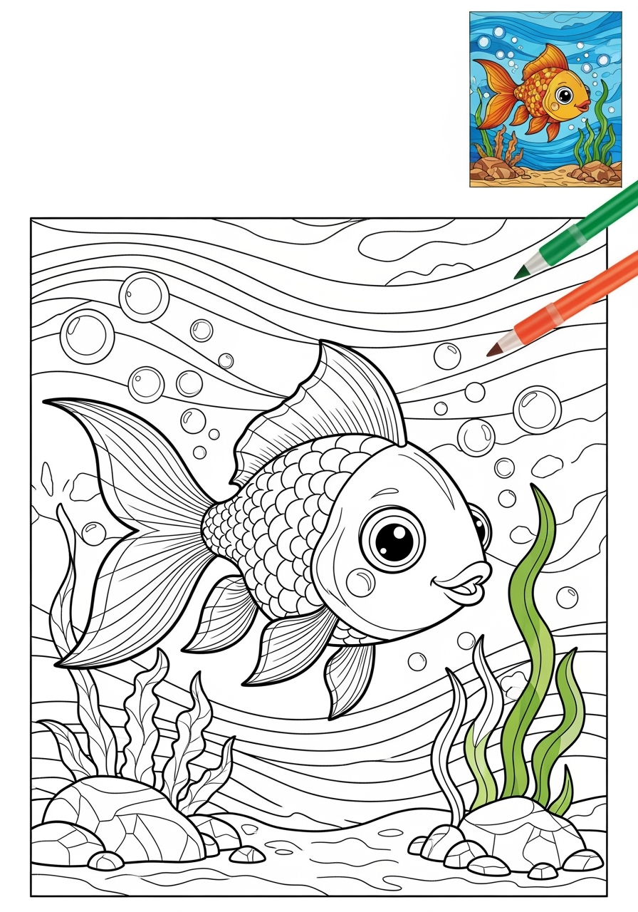 advanced animals Popular Animals for Kids goldfish kids coloring page 0