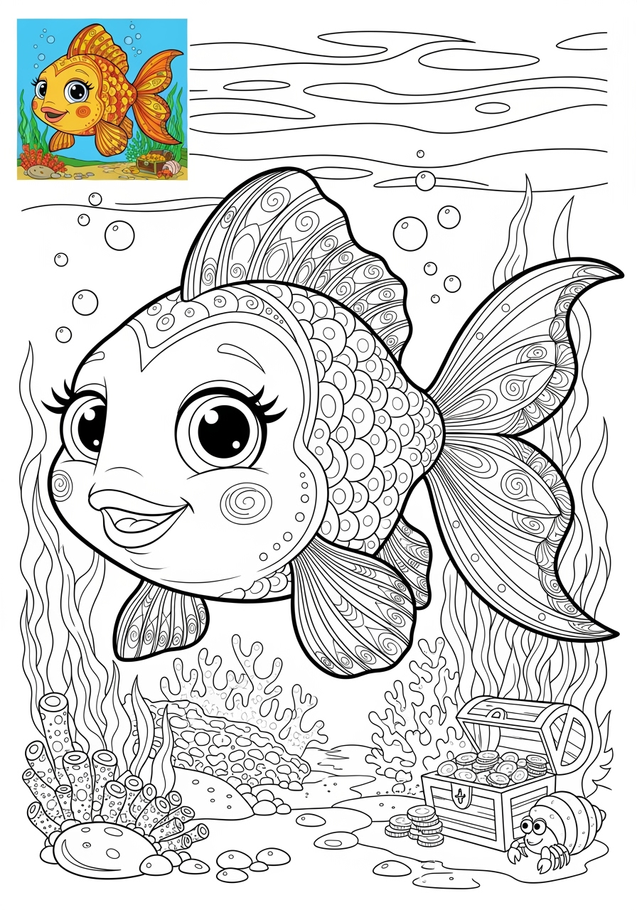advanced animals Popular Animals for Kids goldfish kids coloring page 1