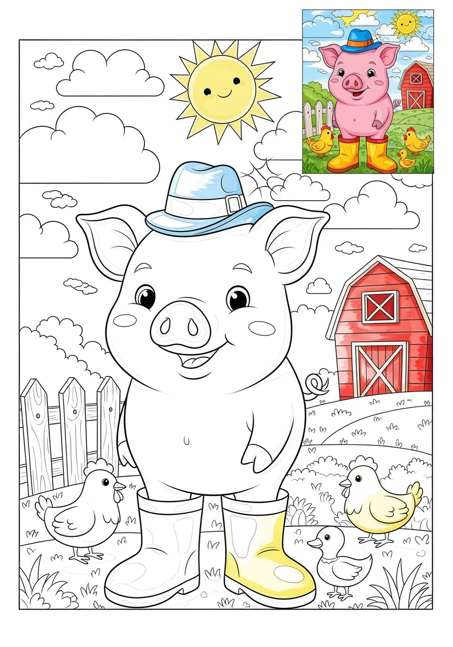 advanced animals Popular Animals for Kids pig kids coloring page 0