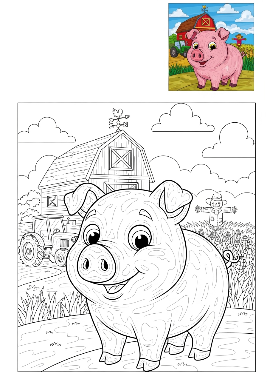 advanced animals Popular Animals for Kids pig kids coloring page 1