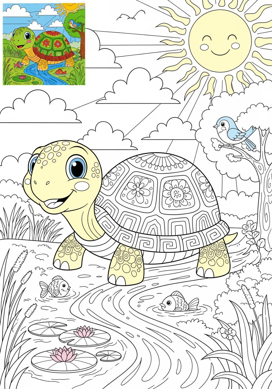 advanced animals Popular Animals for Kids turtle kids coloring page 1