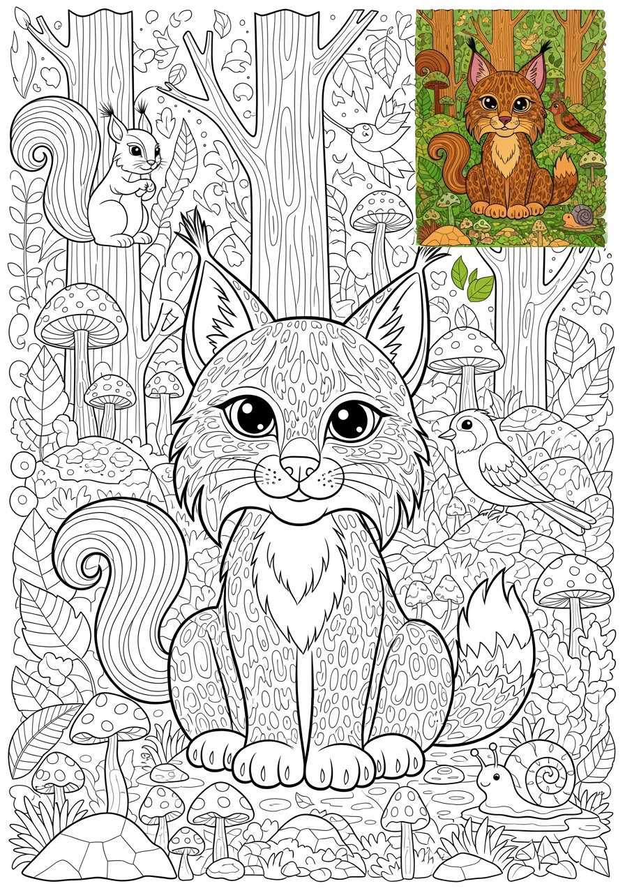 advanced animals Zoo & Safari Favorites lynx kids coloring page 0