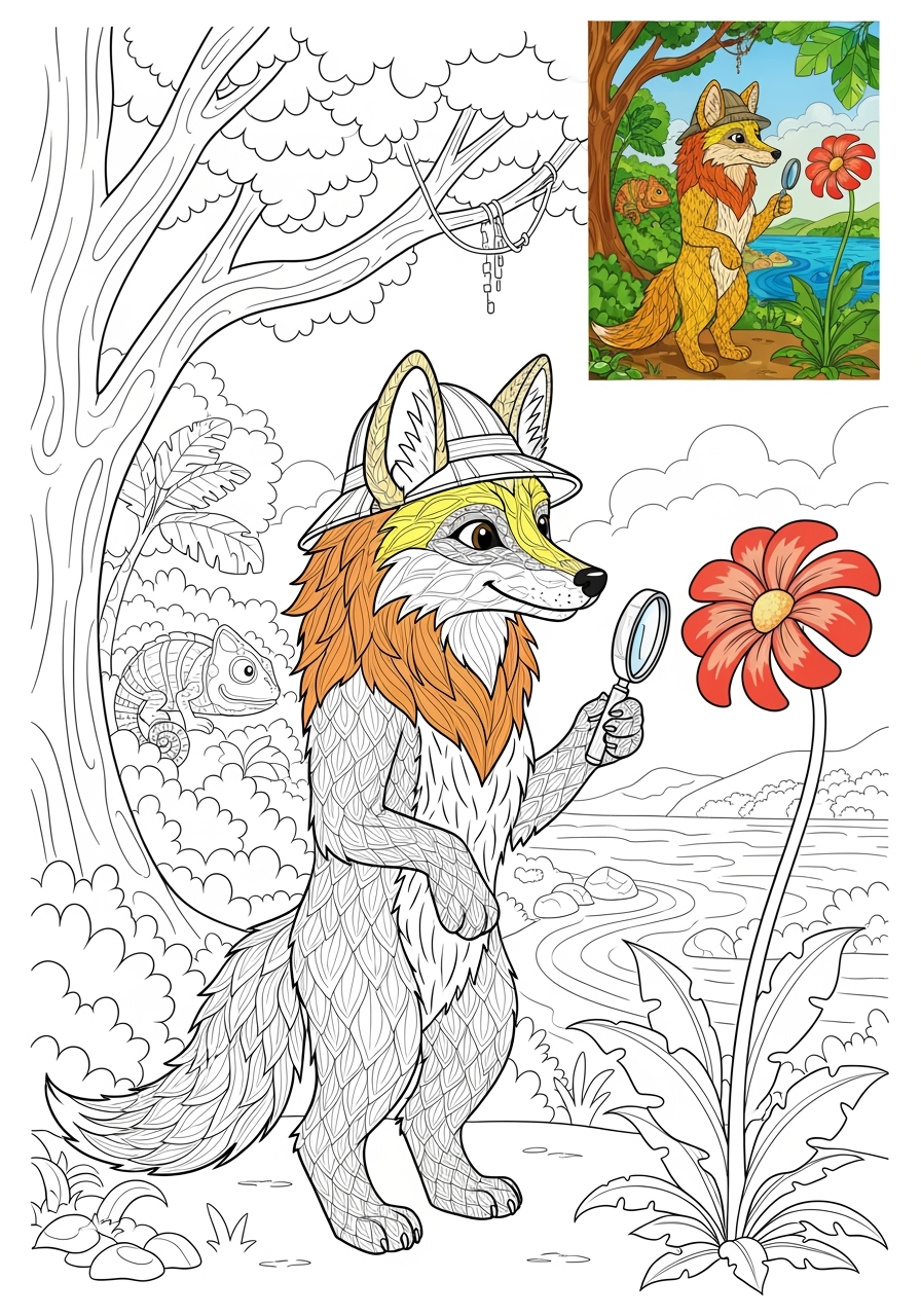 advanced animals Zoo & Safari Favorites maned wolf kids coloring page 1