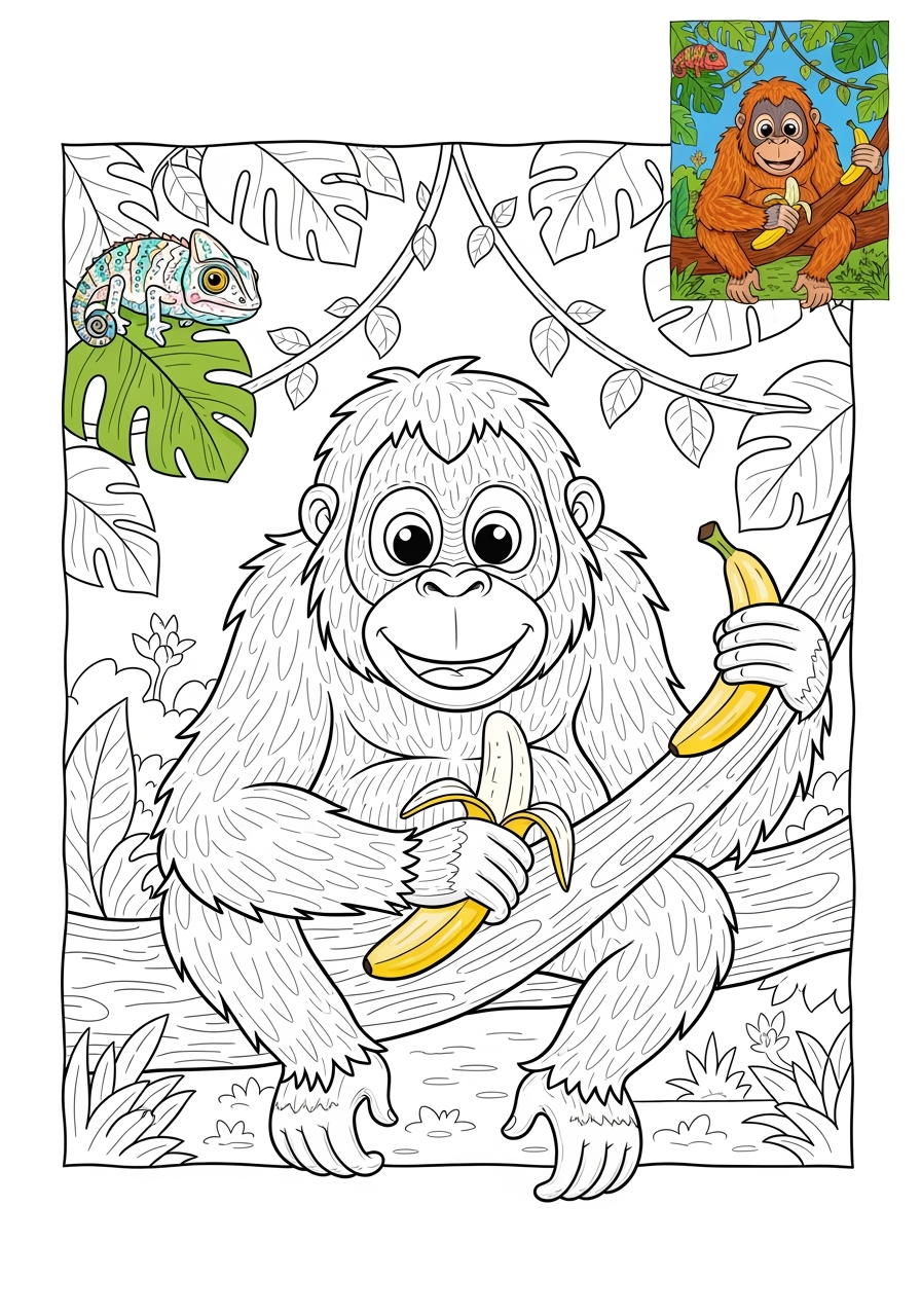 advanced animals Zoo & Safari Favorites orangutan kids coloring page 1