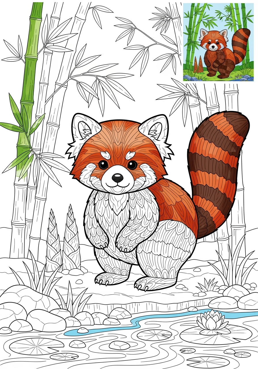 advanced animals Zoo & Safari Favorites red panda kids coloring page 0