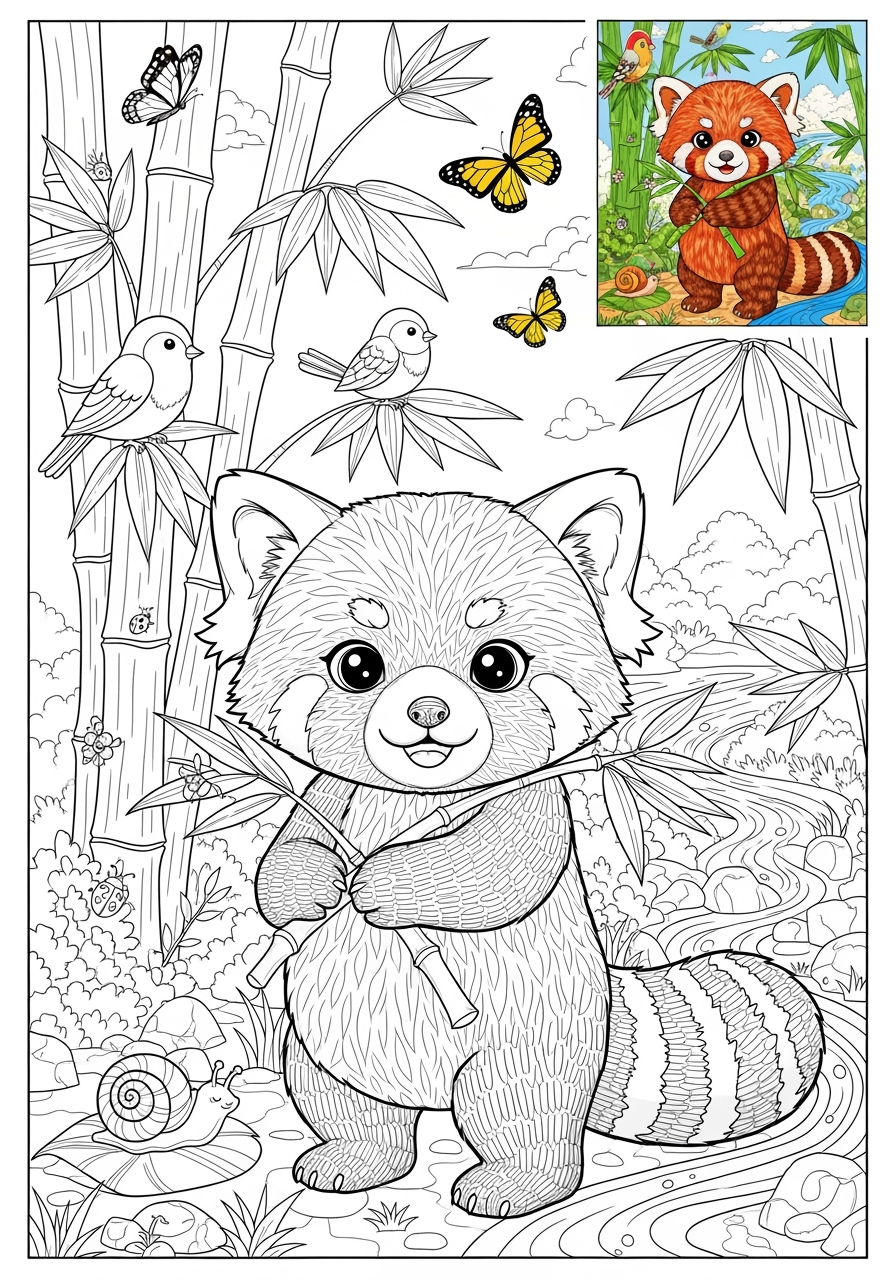 advanced animals Zoo & Safari Favorites red panda kids coloring page 1