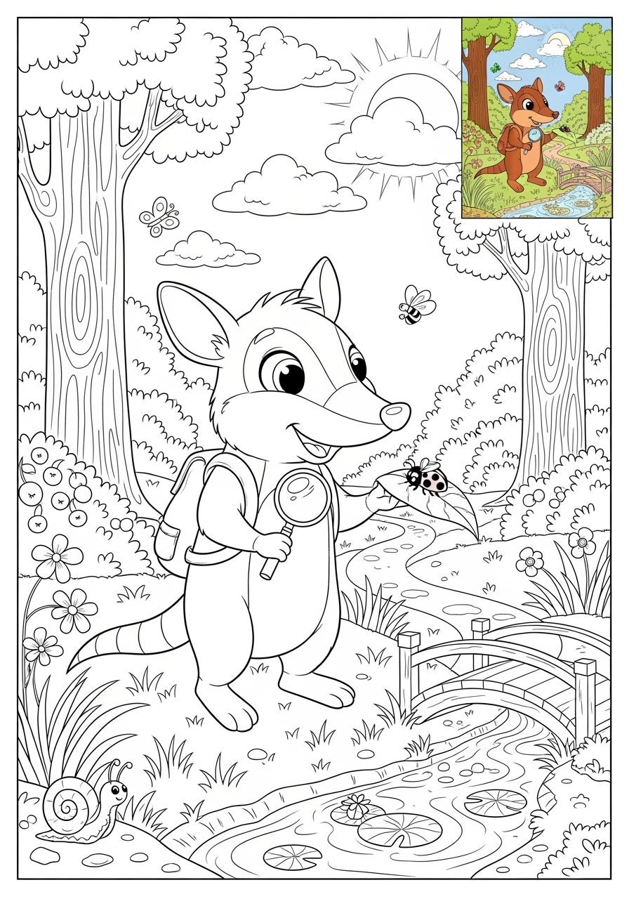advanced animals Australian & Unique bandicoot kids coloring page 1