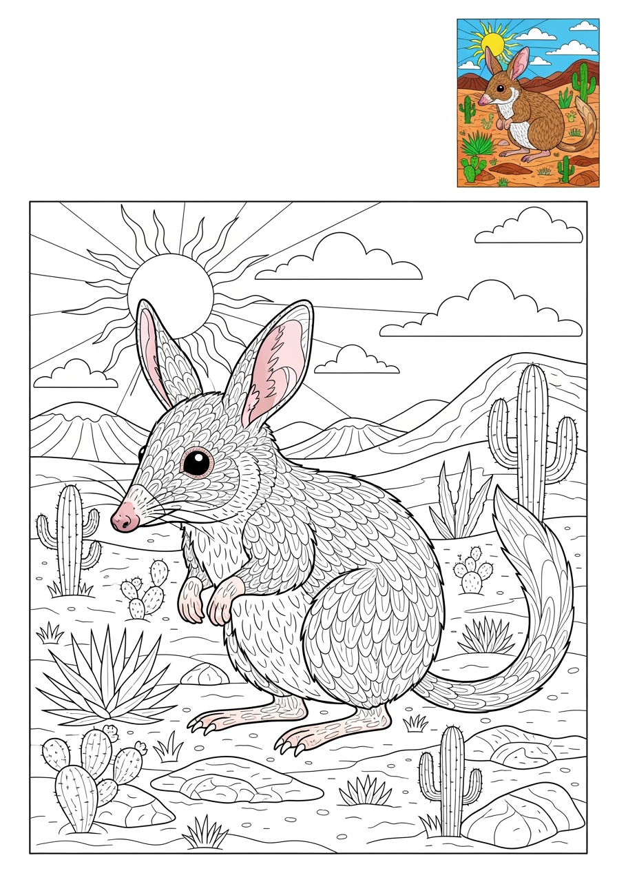 advanced animals Australian & Unique bilby kids coloring page 0