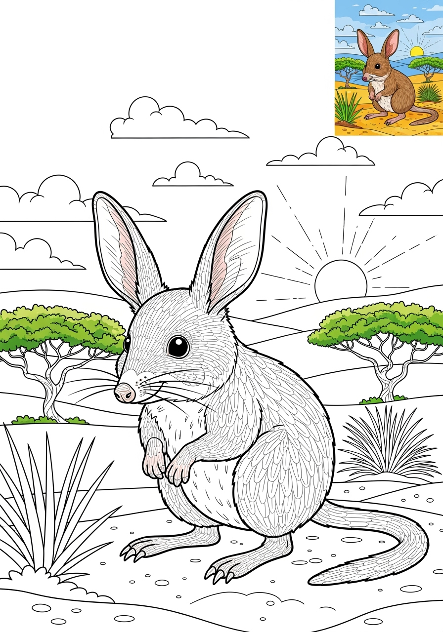 advanced animals Australian & Unique bilby kids coloring page 1