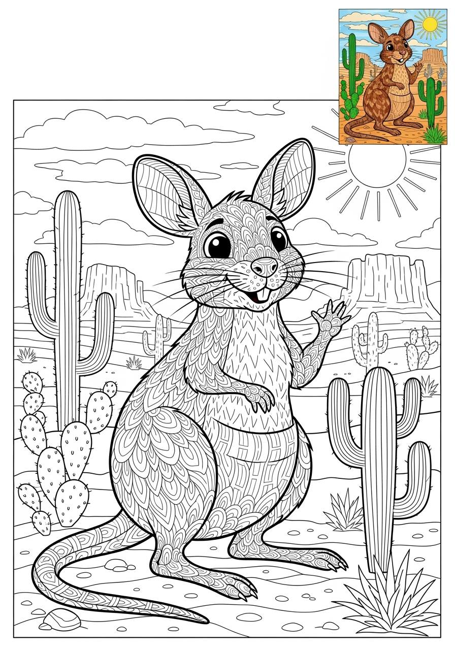 advanced animals Australian & Unique kangaroo rat kids coloring page 0