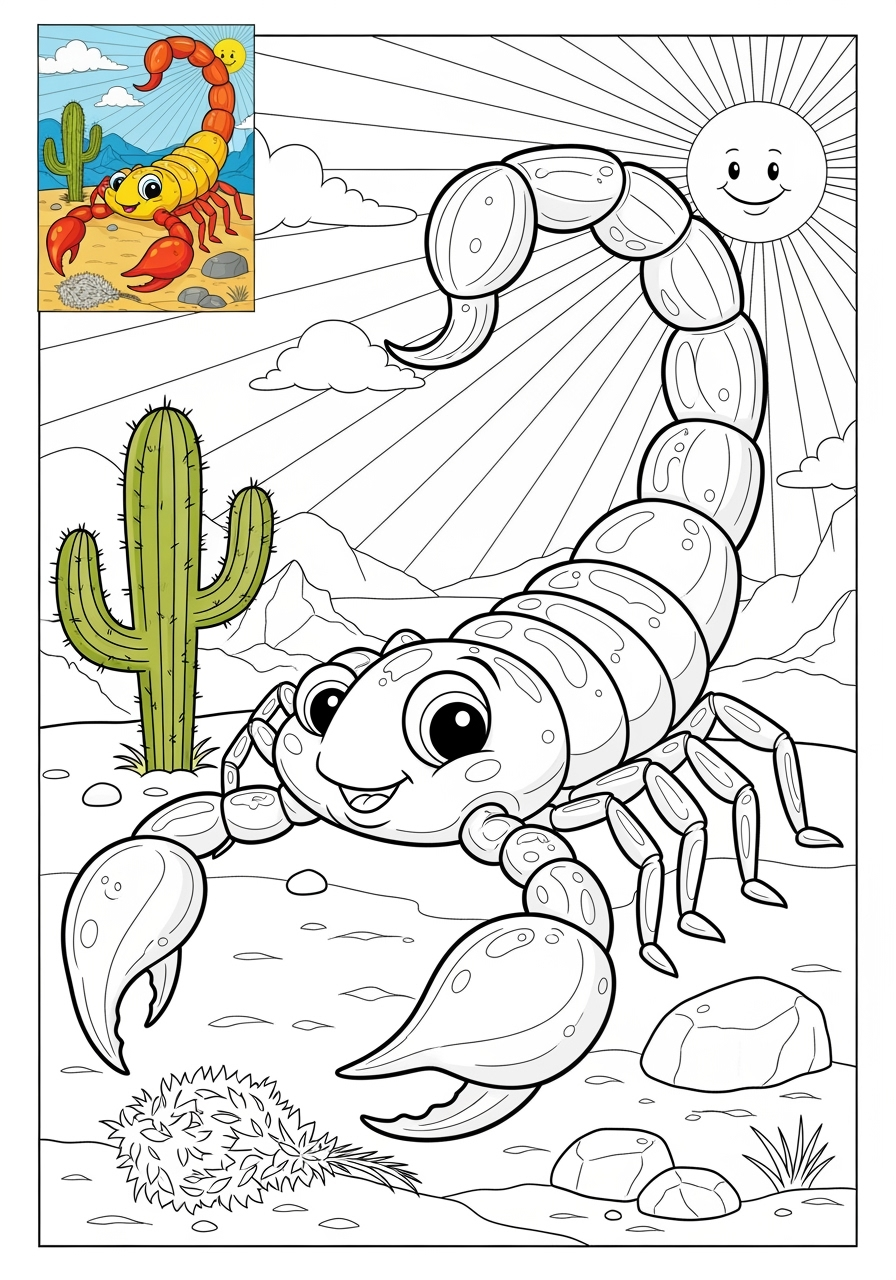 advanced animals Desert & Mountain scorpion kids coloring page 0