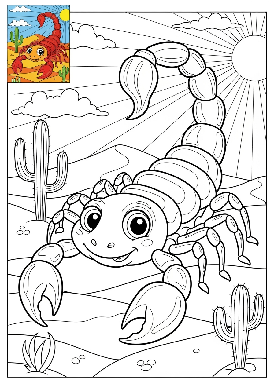 advanced animals Desert & Mountain scorpion kids coloring page 1