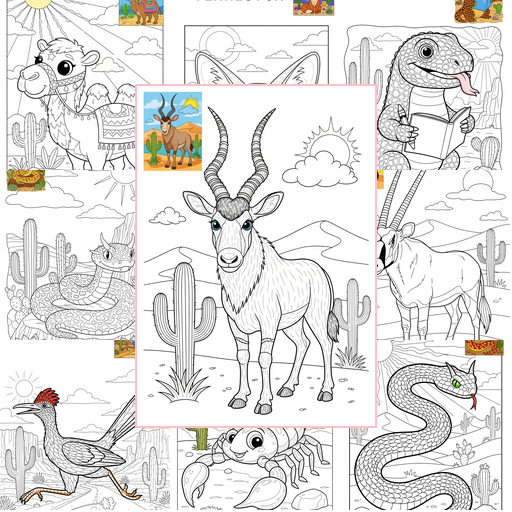 Advanced Animals Desert & Mountain Coloring Sheets Collections Thumbnail